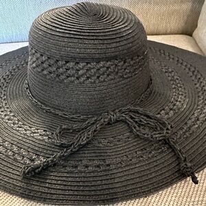 FITS Black Beach Hat Floppy Summer Wide Brim Women’s Adult One Size